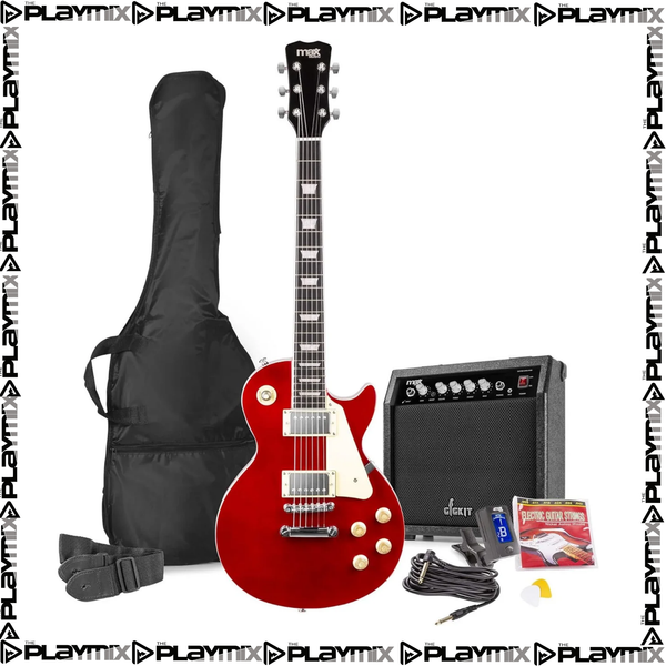 MAX GigKit Electric Guitar Kit Single-Cut Dark Red – with 40W Amp, Gig Bag & Accessories