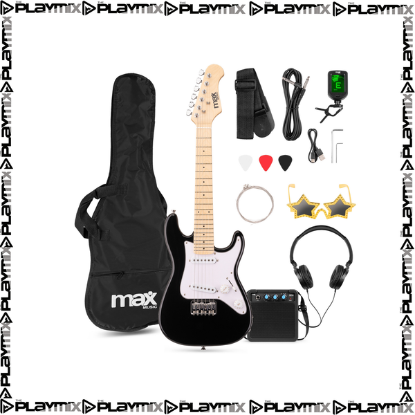 MAX GigKit Kids Electric Guitar Kit 1/4 Black – with 10W Amp, Gig Bag & Accessories