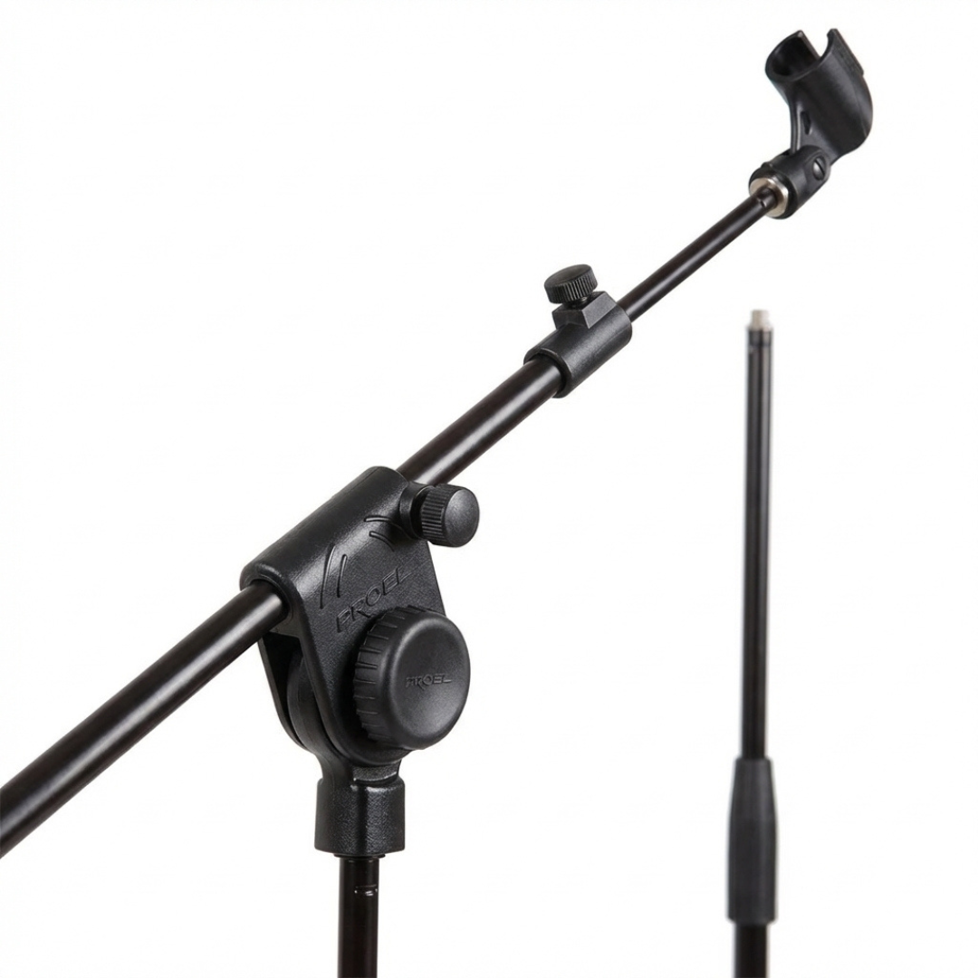 PROEL PRO281BK Microphone Stand – Professional Low Profile Boom Stand