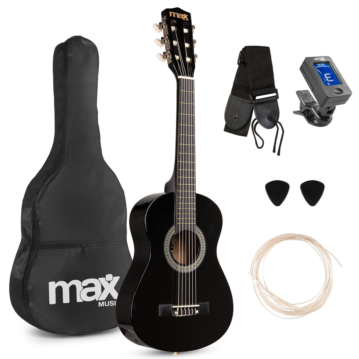 SoloArt Junior 1/4 Classic Guitar Pack — Black