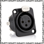 Proel XLR3FDLBK Panel Mount Connector – 3-Pin Female XLR Chassis Socket