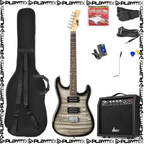 MAX GigKit Electric Guitar Kit Quilted Black – with 40W Amp, Gig Bag & Accessories