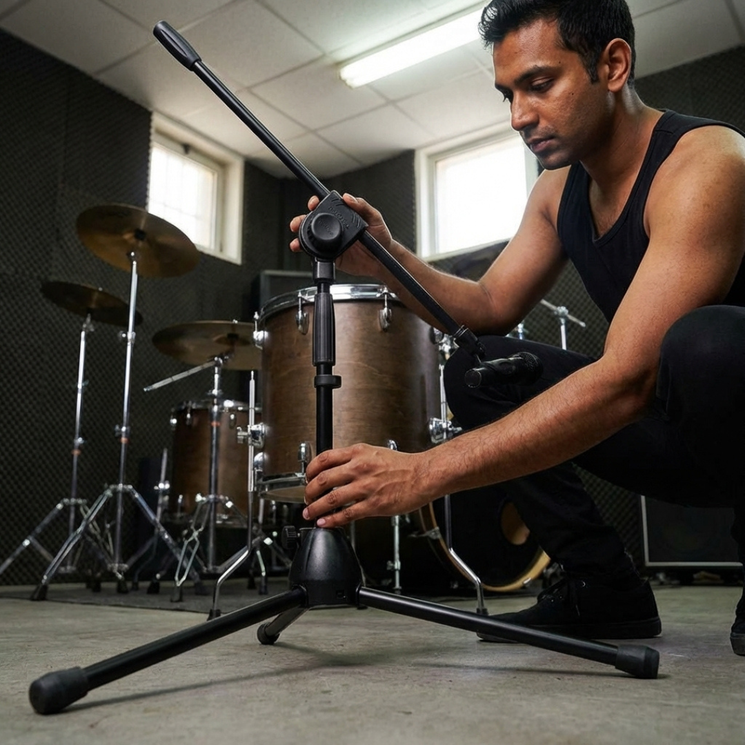 PROEL PRO281BK Microphone Stand – Professional Low Profile Boom Stand