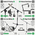 PROEL PRO281BK Microphone Stand – Professional Low Profile Boom Stand