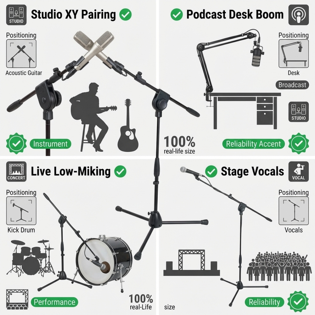 PROEL PRO281BK Microphone Stand – Professional Low Profile Boom Stand