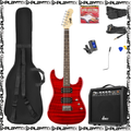 MAX GigKit Electric Guitar Kit Quilted Dark Red – with 40W Amp, Gig Bag & Accessories