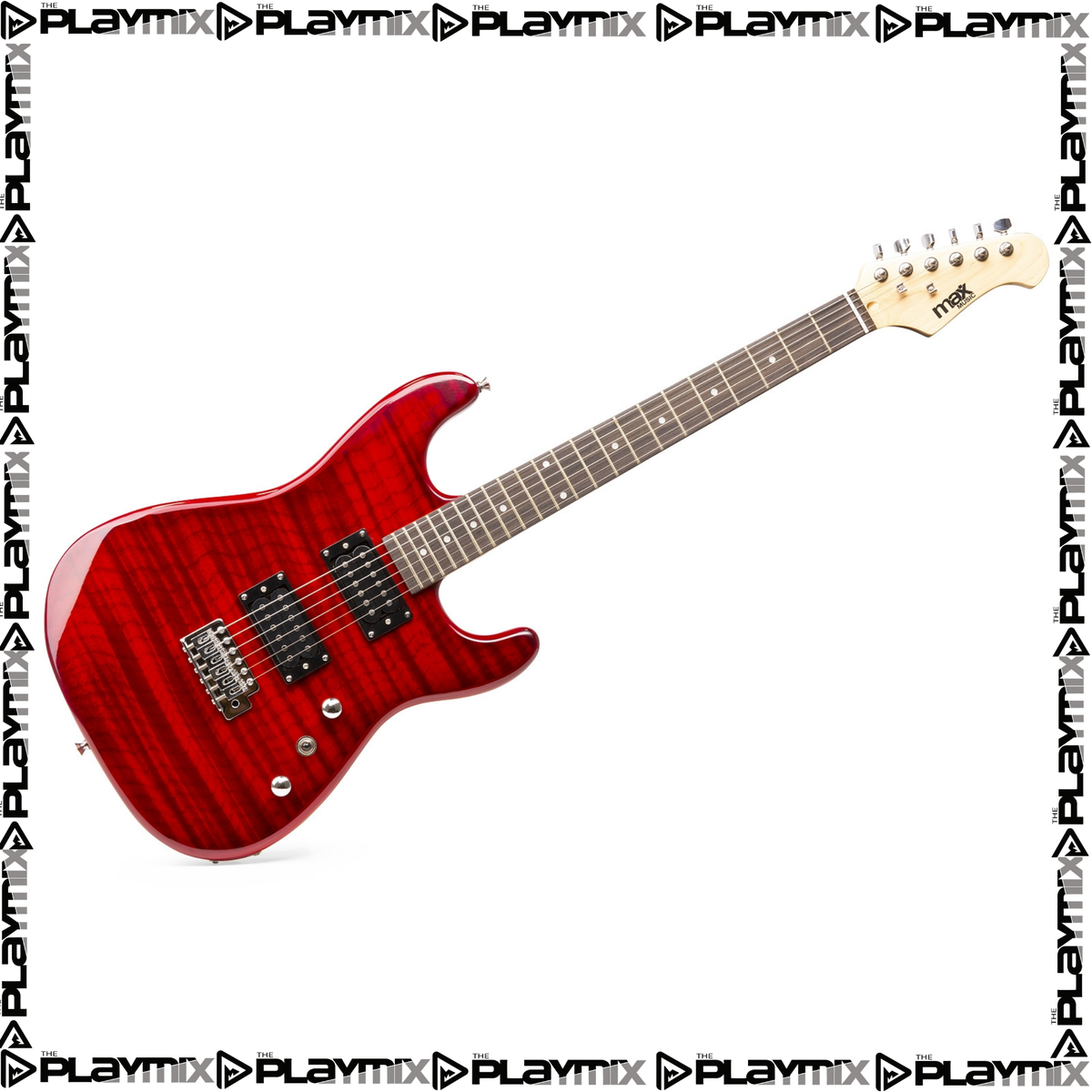 MAX GigKit Electric Guitar Kit Quilted Dark Red – with 40W Amp, Gig Bag & Accessories