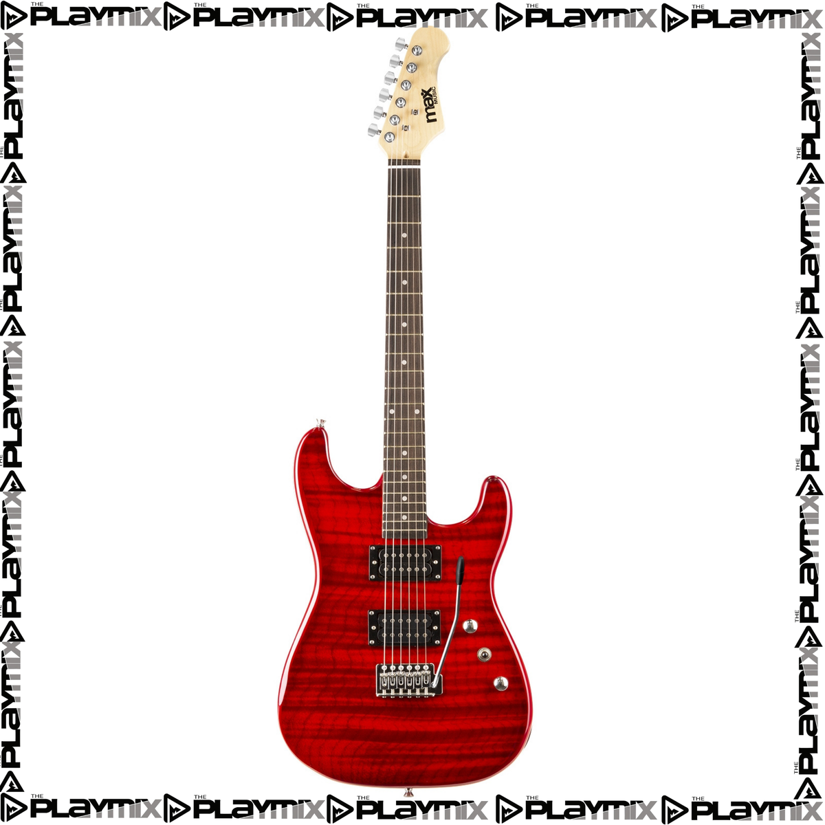 MAX GigKit Electric Guitar Kit Quilted Dark Red – with 40W Amp, Gig Bag & Accessories