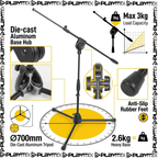 PROEL PRO281BK Microphone Stand – Professional Low Profile Boom Stand