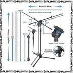 PROEL PRO281BK Microphone Stand – Professional Low Profile Boom Stand