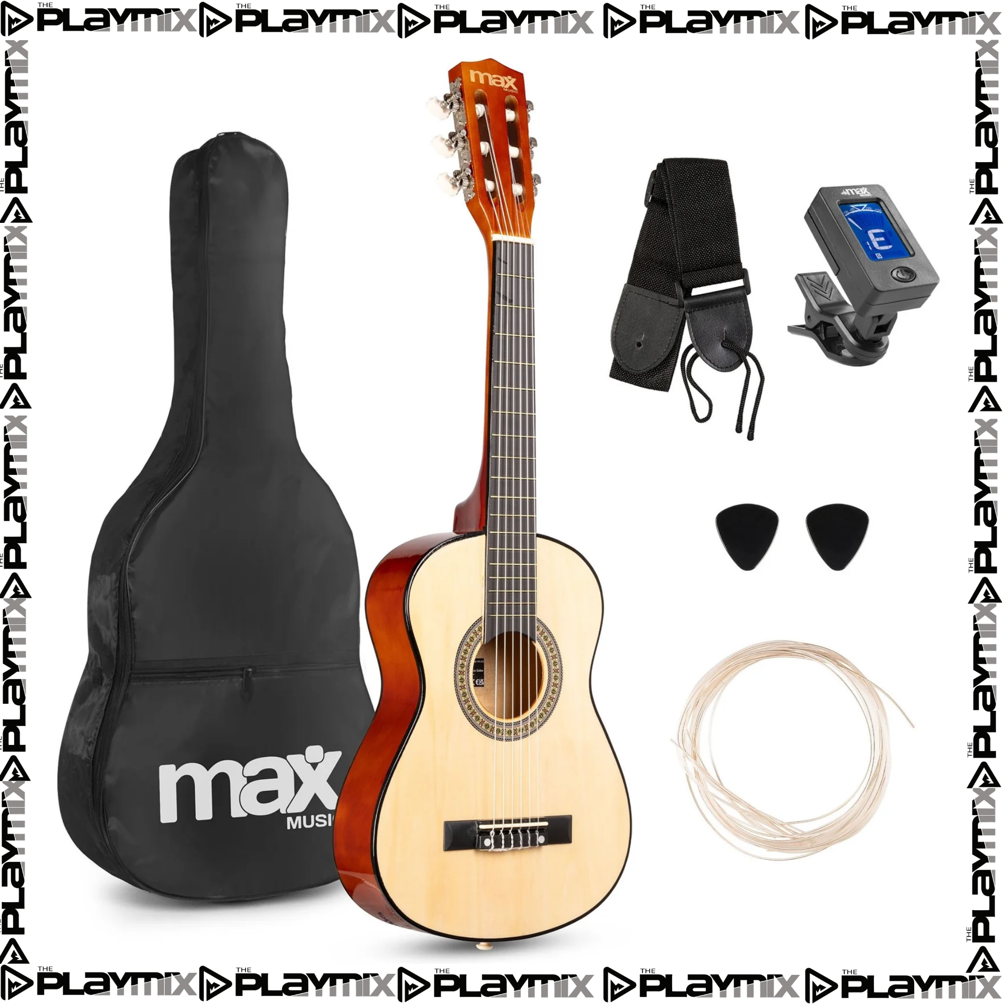 SoloArt Junior Guitar Pack 1/4 Classic Guitar Pack Natural