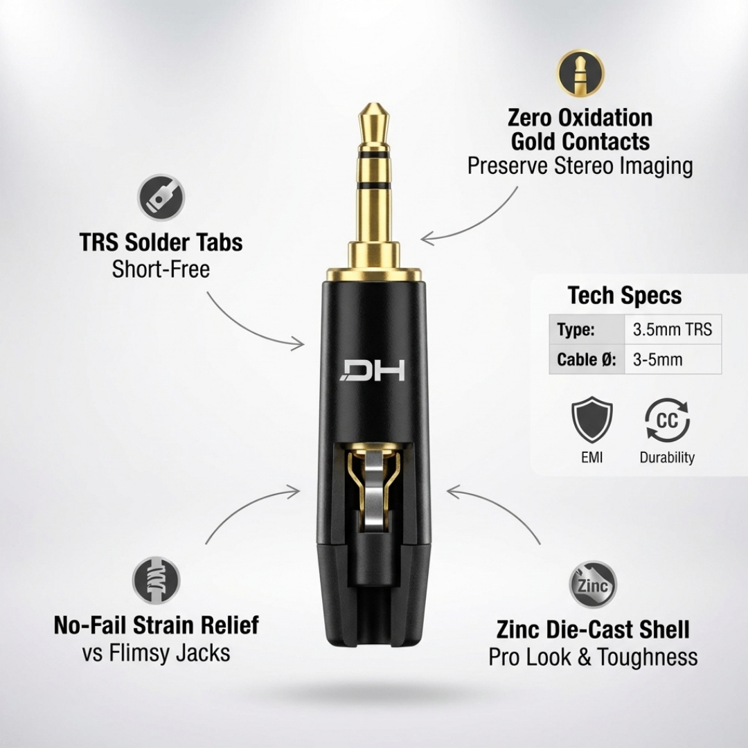 Die Hard DHJ35SBK 3.5mm Stereo Jack – Professional TRS Audio Connector
