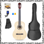 MAX SoloArt Classical Guitar Kit 4/4 Natural – with Gig Bag, Tuner, Strap, Picks & Spare Strings