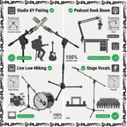 PROEL PRO281BK Microphone Stand – Professional Low Profile Boom Stand