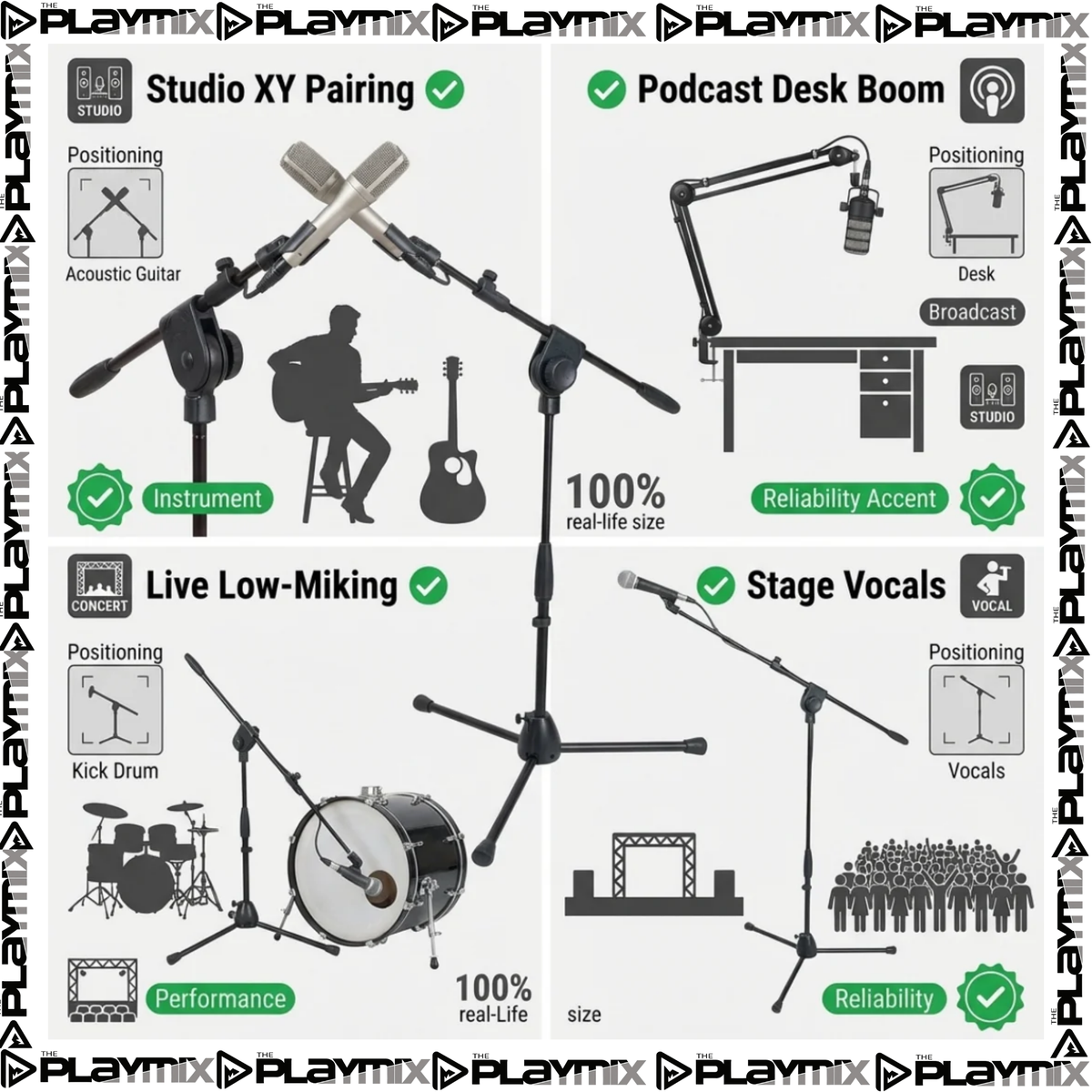 PROEL PRO281BK Microphone Stand – Professional Low Profile Boom Stand