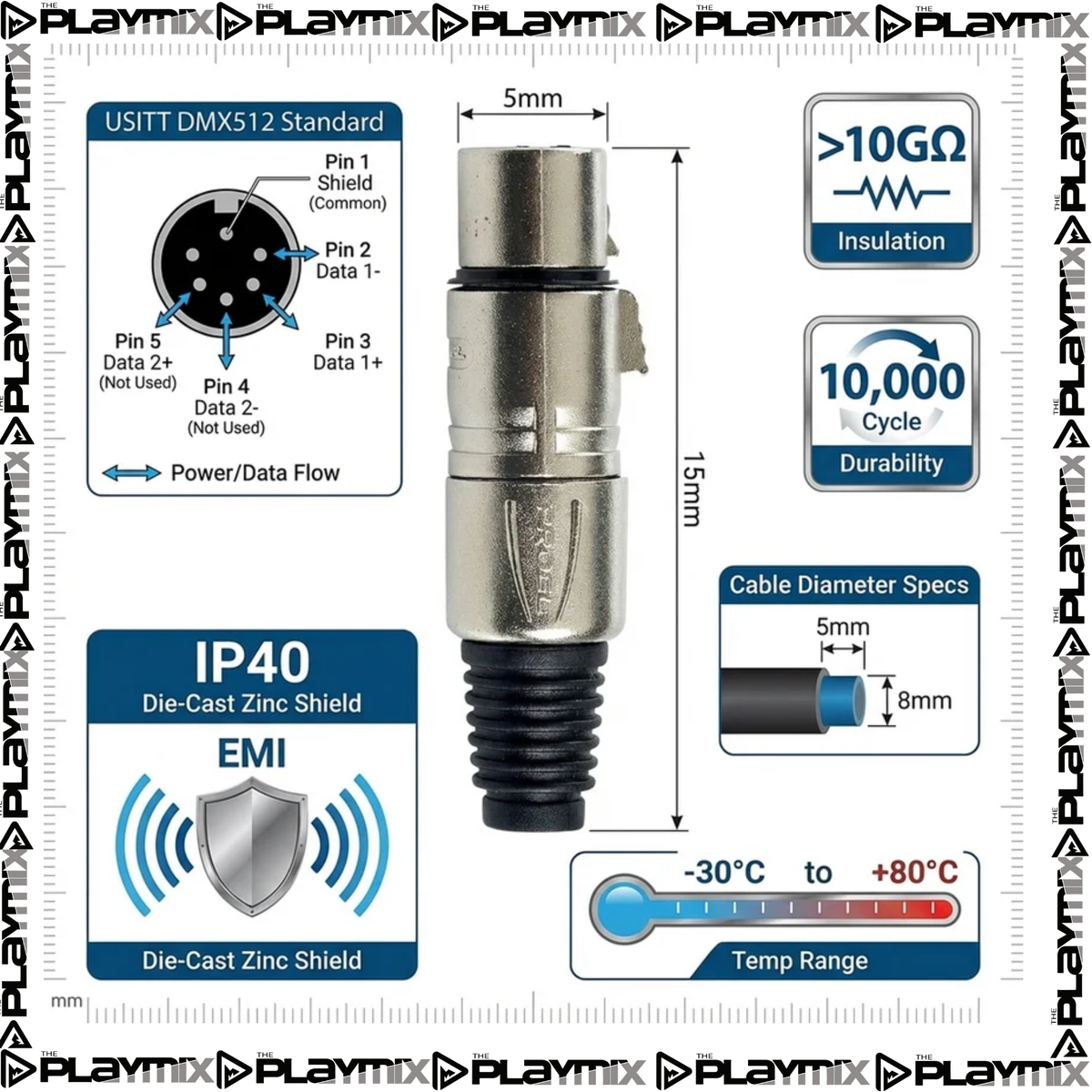 Proel XLR5FVPRO 5-Pin Female XLR Connector – Professional DMX & Audio Plug