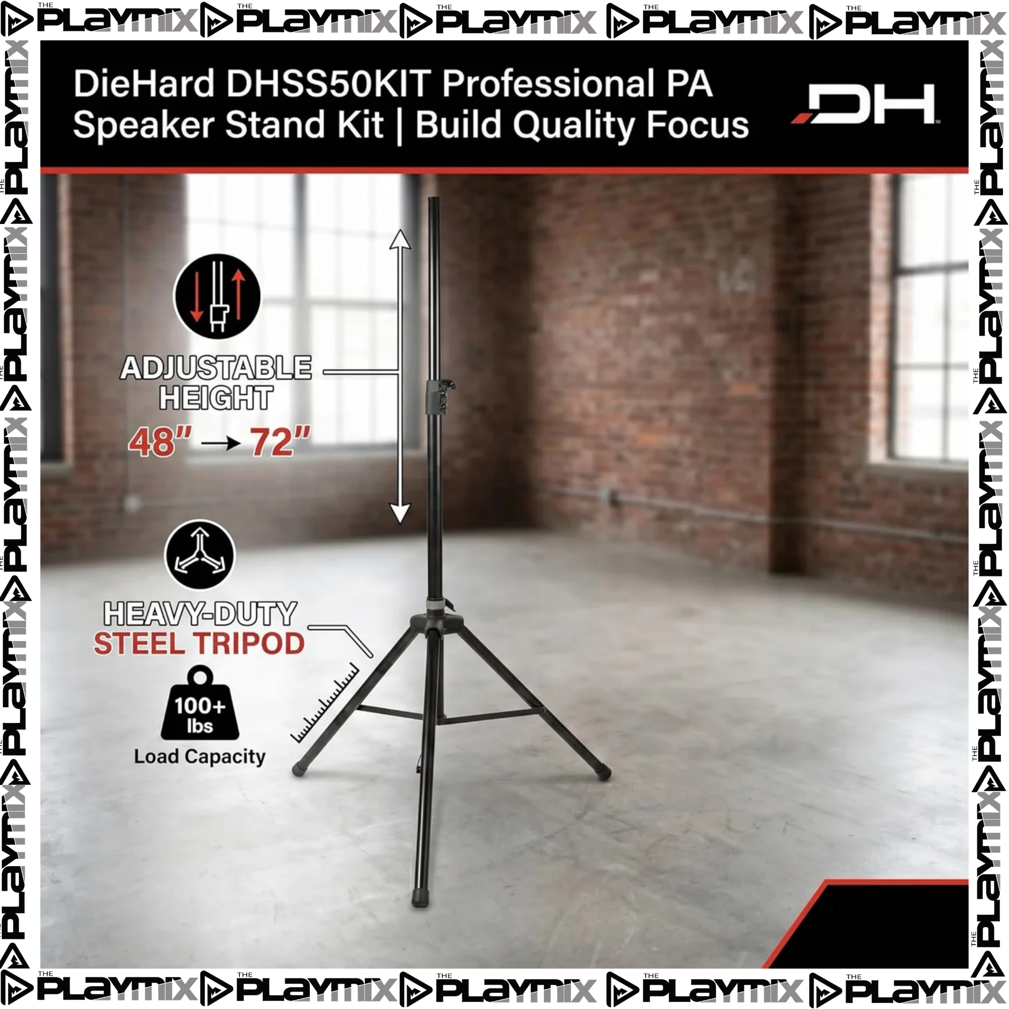DieHard DHSS50KIT Speaker Stand Kit Professional PA (Set of 2)