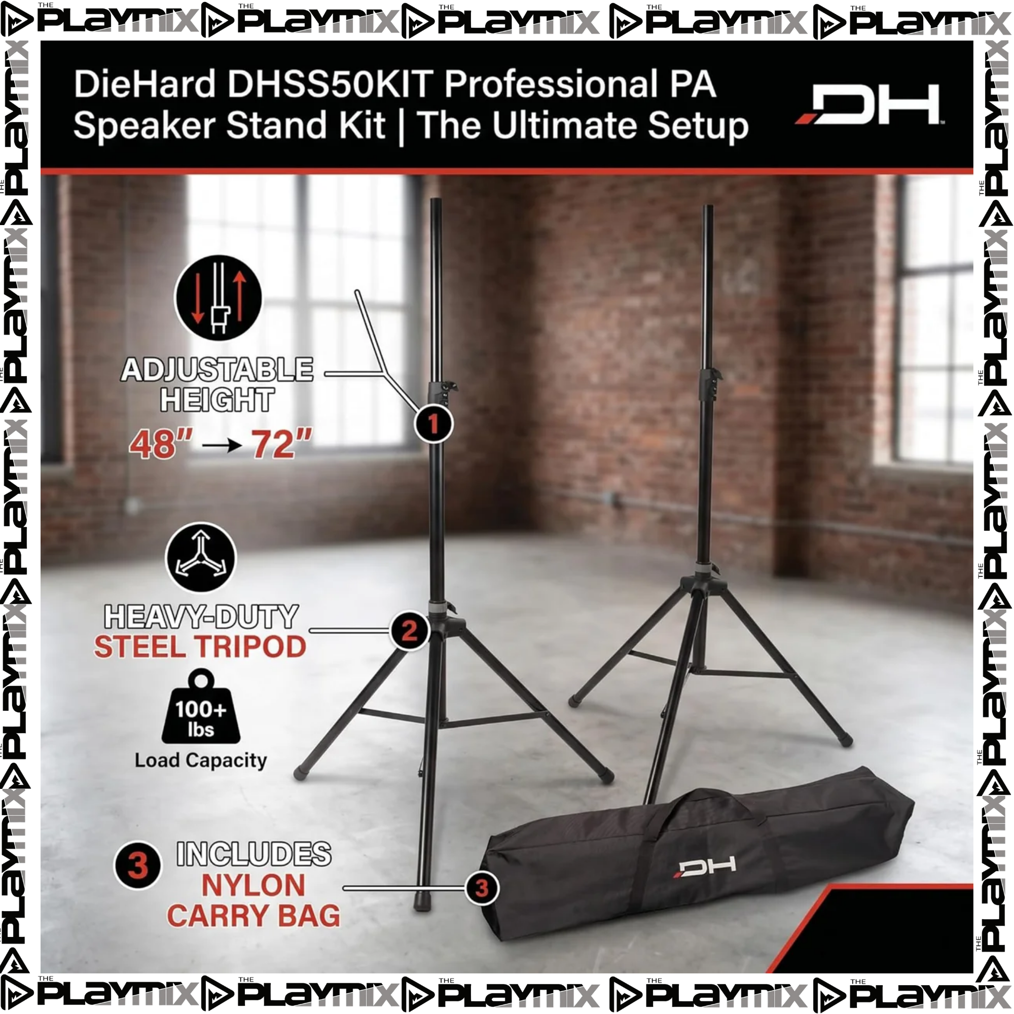 DieHard DHSS50KIT Speaker Stand Kit Professional PA (Set of 2)