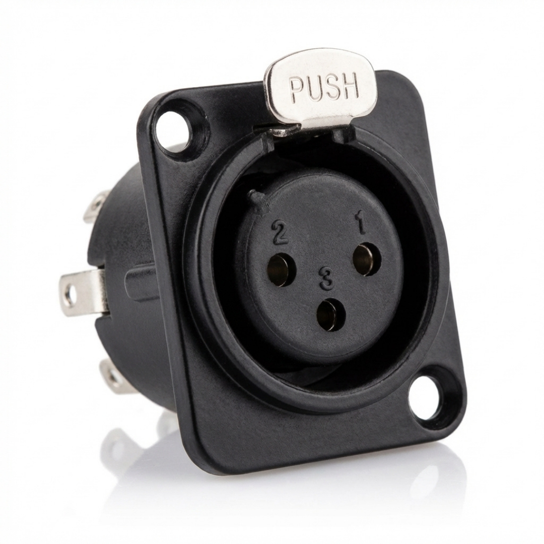 Proel XLR3FDLBK Panel Mount Connector – 3-Pin Female XLR Chassis Socket