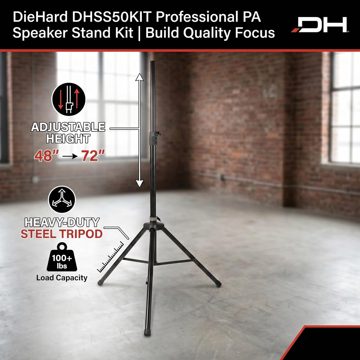 DieHard DHSS50KIT Professional PA Speaker Stand Kit (Set of 2)