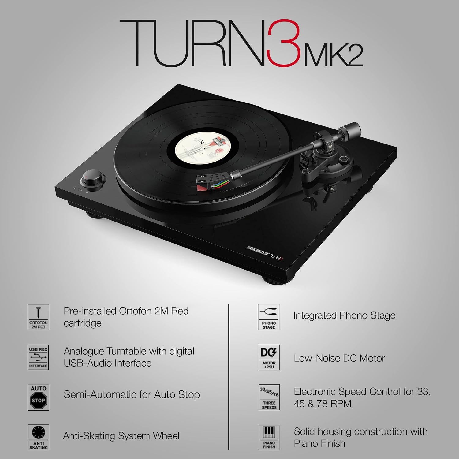 Reloop Turn 3 MK2 HiFi Belt-Drive USB Turntable