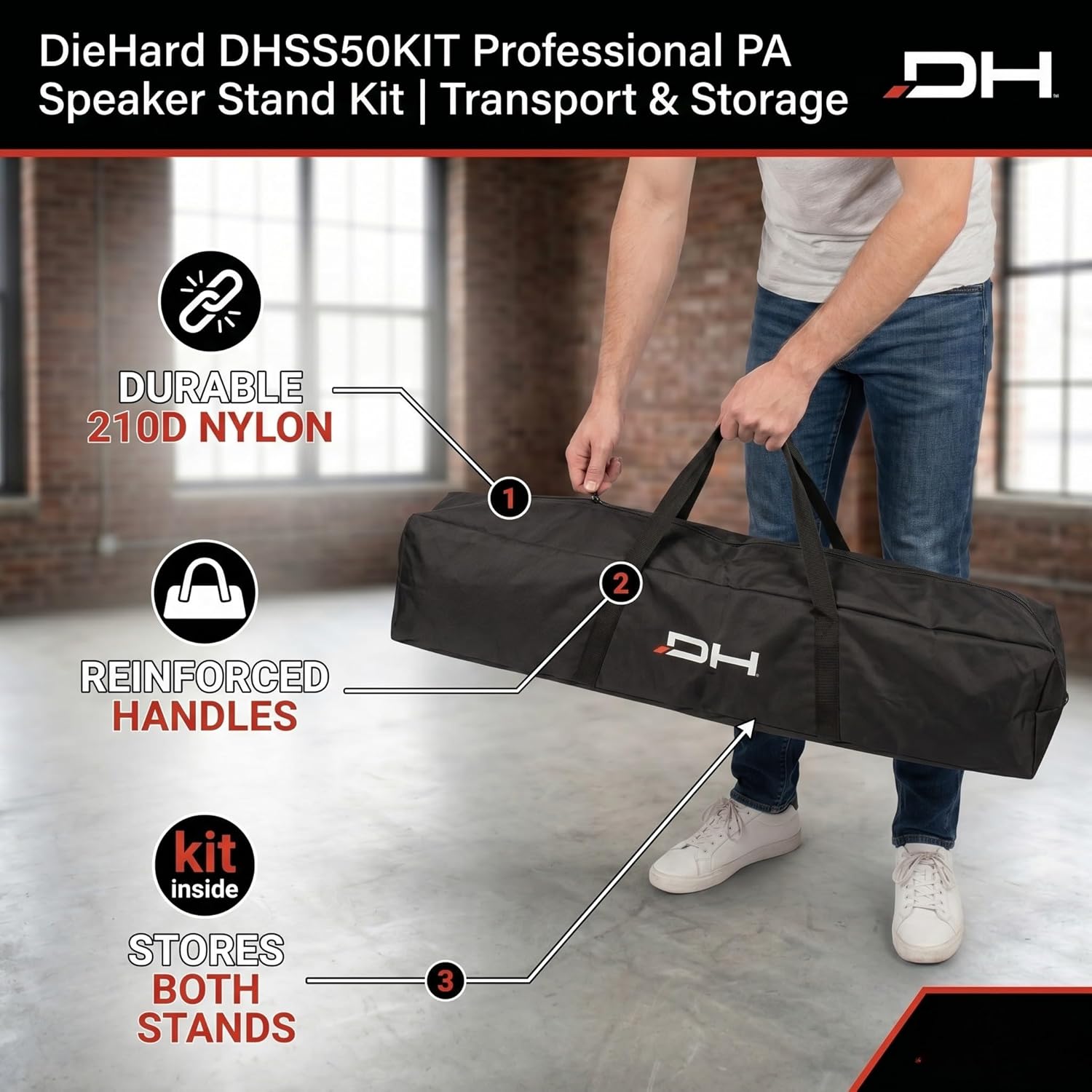 DieHard DHSS50KIT Professional PA Speaker Stand Kit (Set of 2)