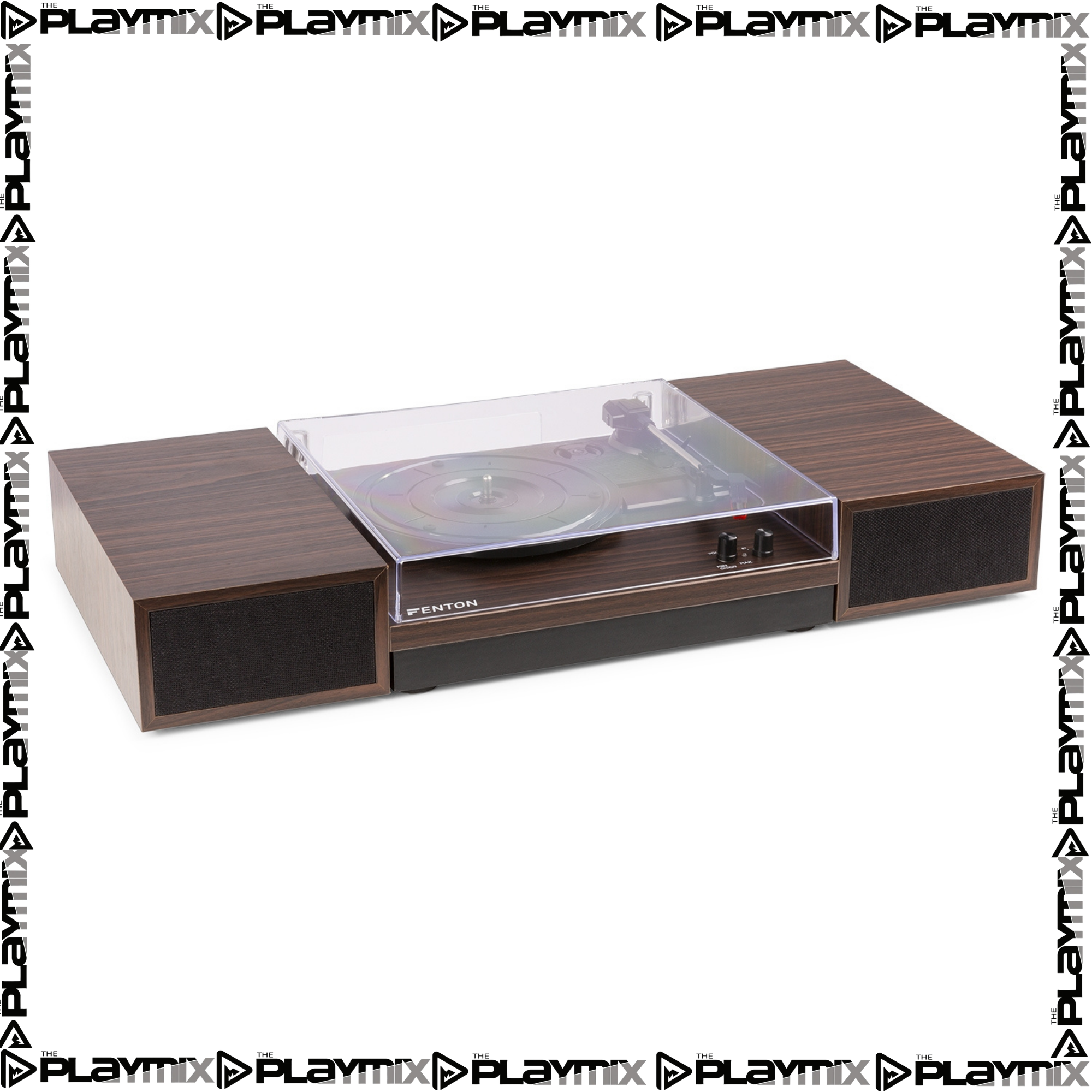 Fenton RP165D Record Player Set with Speakers – Bluetooth, Dark Wood