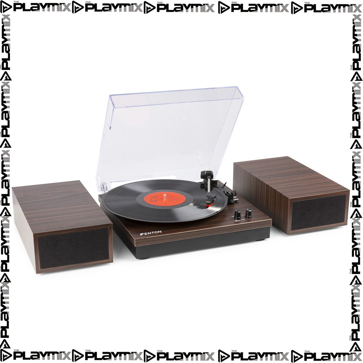 Fenton RP165D Record Player Set with Speakers – Bluetooth, Dark Wood