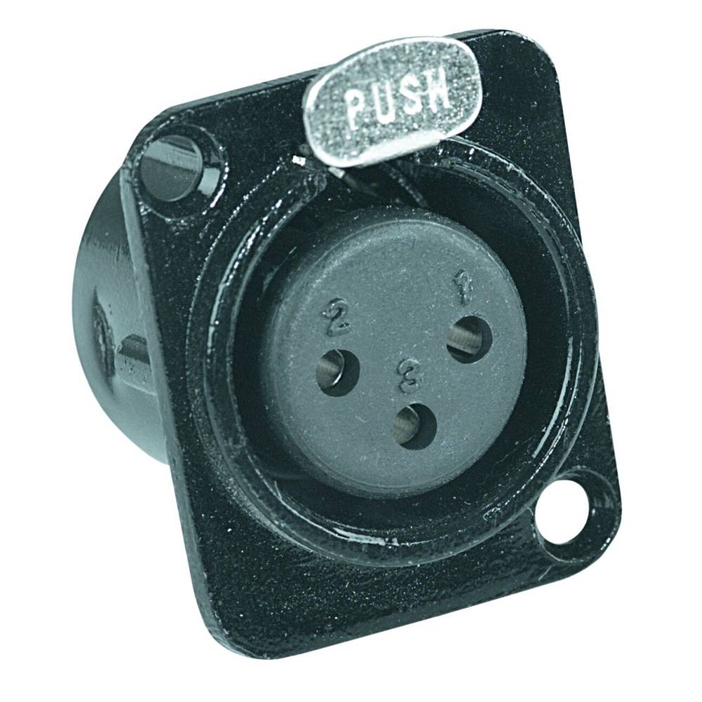 Proel XLR3FDLBK Panel Mount Connector – 3-Pin Female XLR Chassis Socket