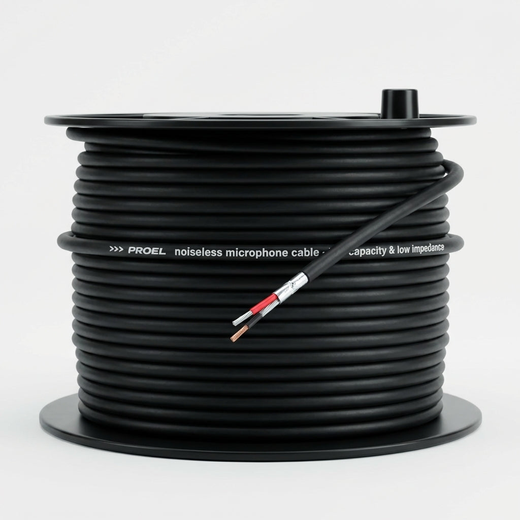 PROEL HPC80 Microphone Cable – Noiseless Low Capacitance Pro Audio Cable (100m Roll)