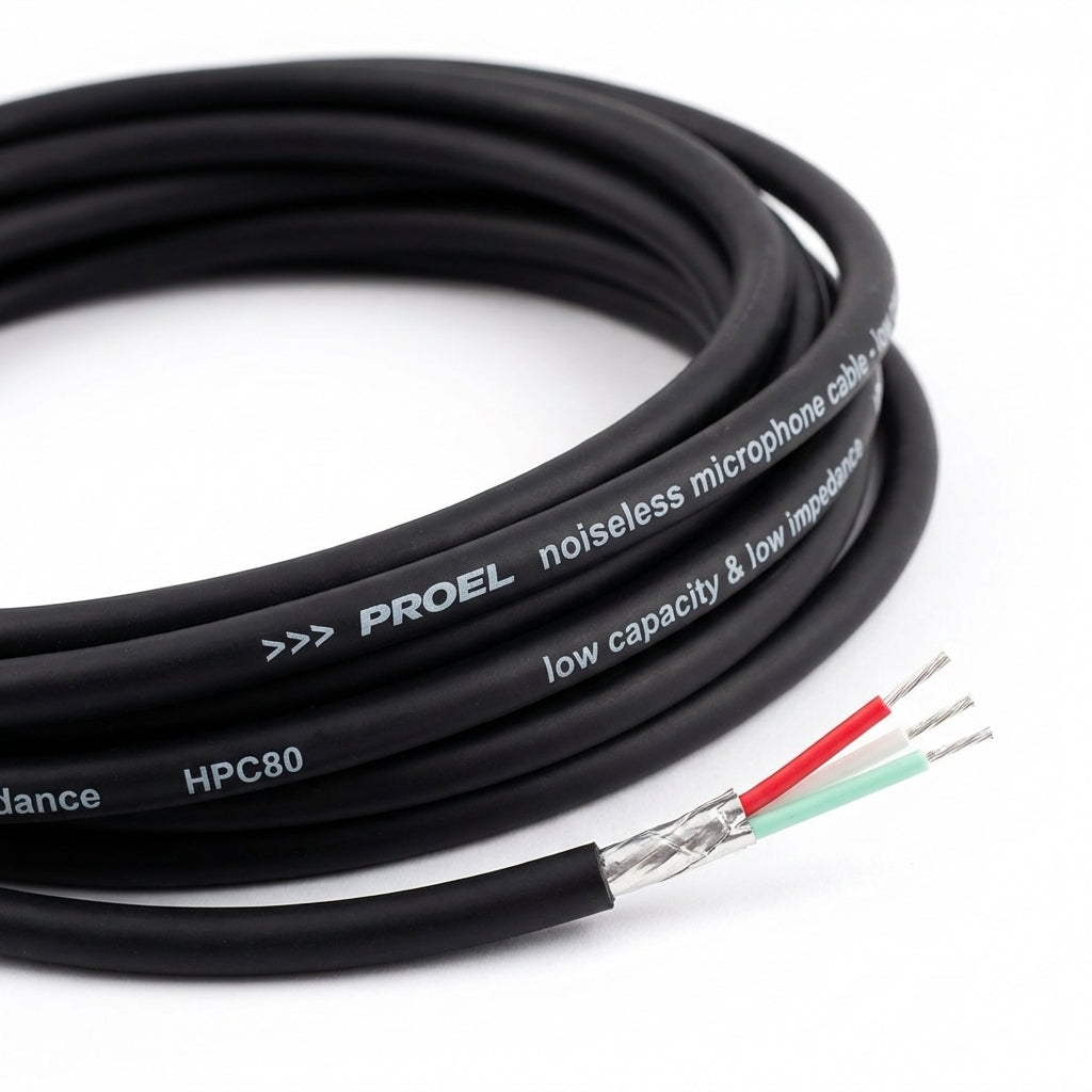 PROEL HPC80 Microphone Cable – Noiseless Low Capacitance Pro Audio Cable (100m Roll)