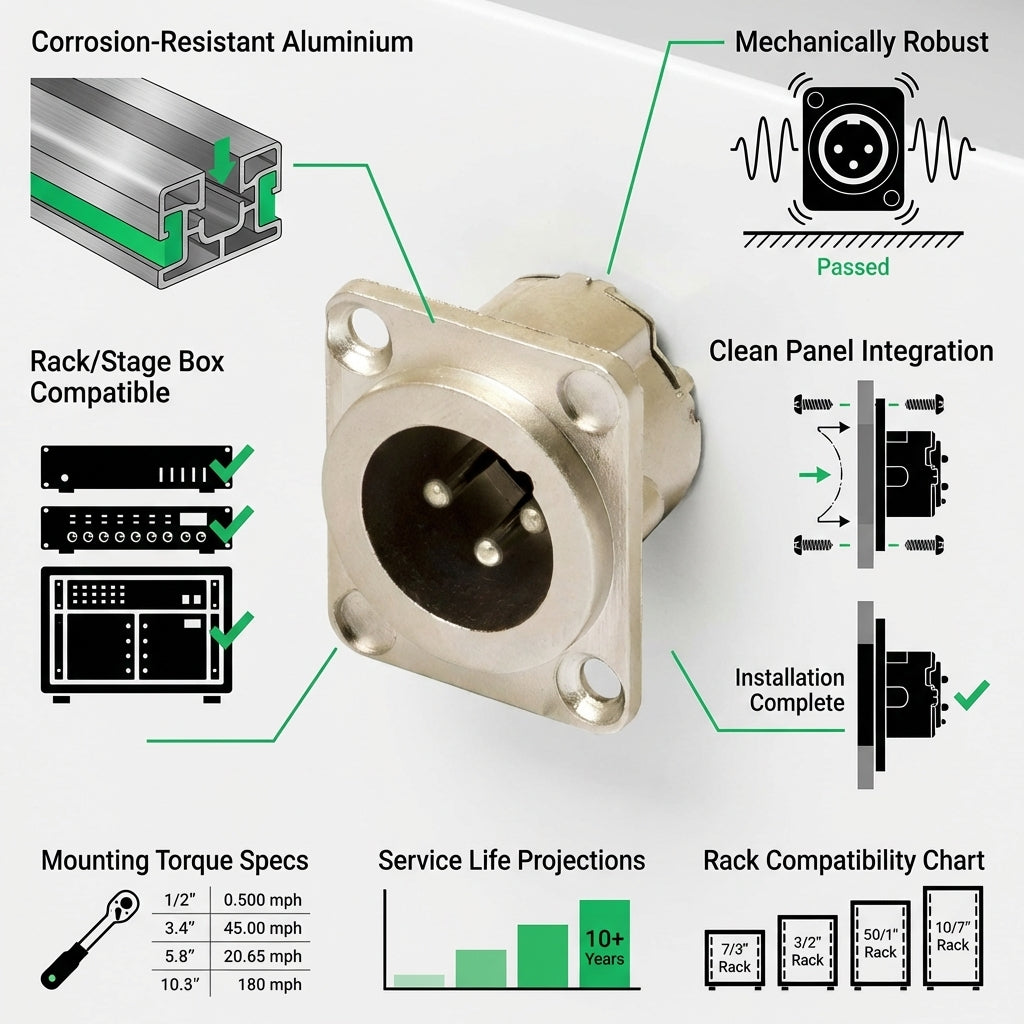 PROEL XLR3MDLX Male XLR Panel Mount – 3-Pole Chassis Connector